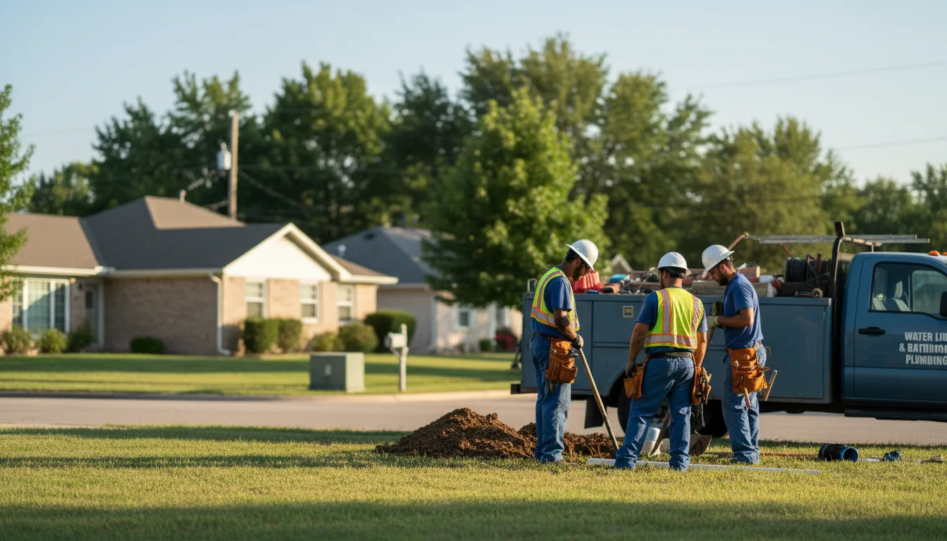 Residential water line and bathroom plumbing service in Exline, IA